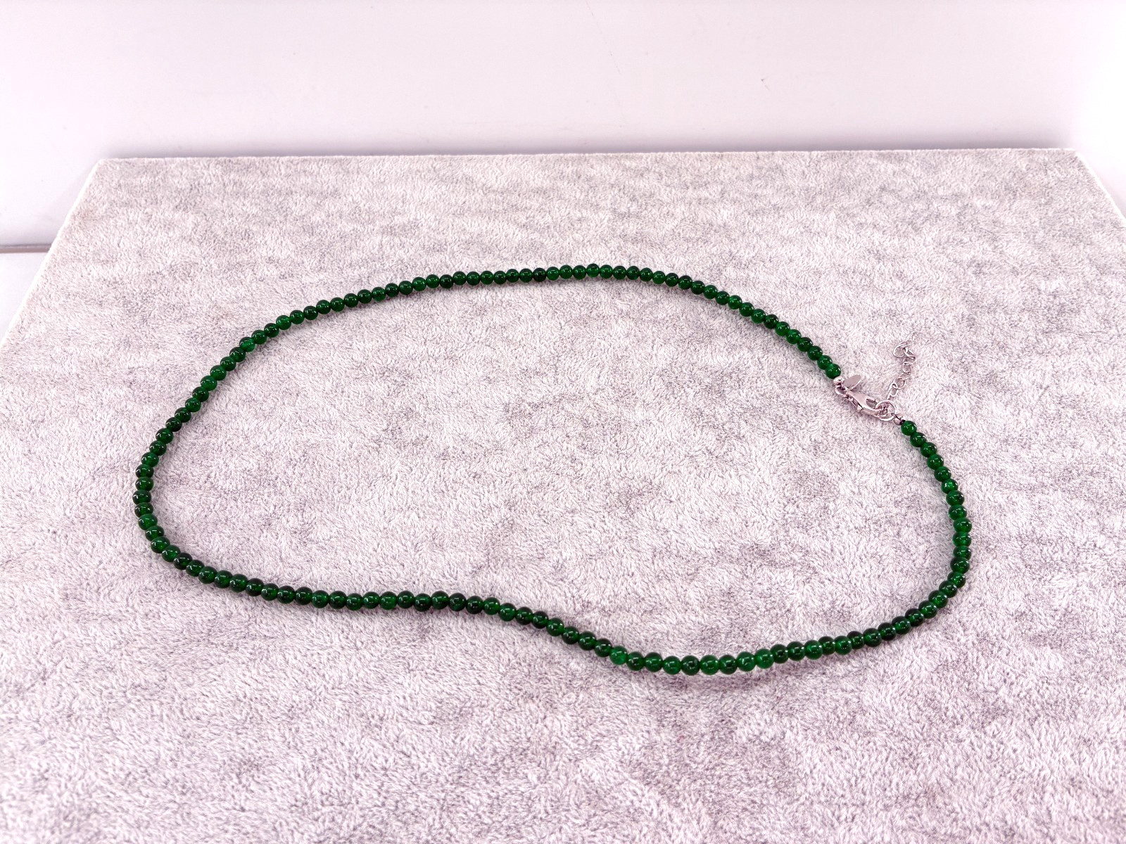 Nicky Butler 4mm Chalcedony Beaded Necklace Sterling Silver Adjusting Ball Bead