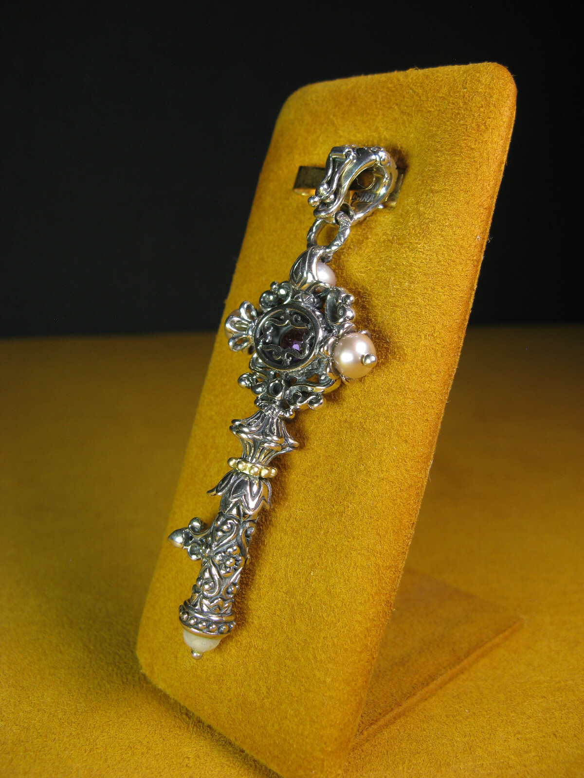 BARBARA BIXBY KEY AMETHYST PEARL IOLITE MOP GEMSTONE FLOWER ENHANCER Pendant