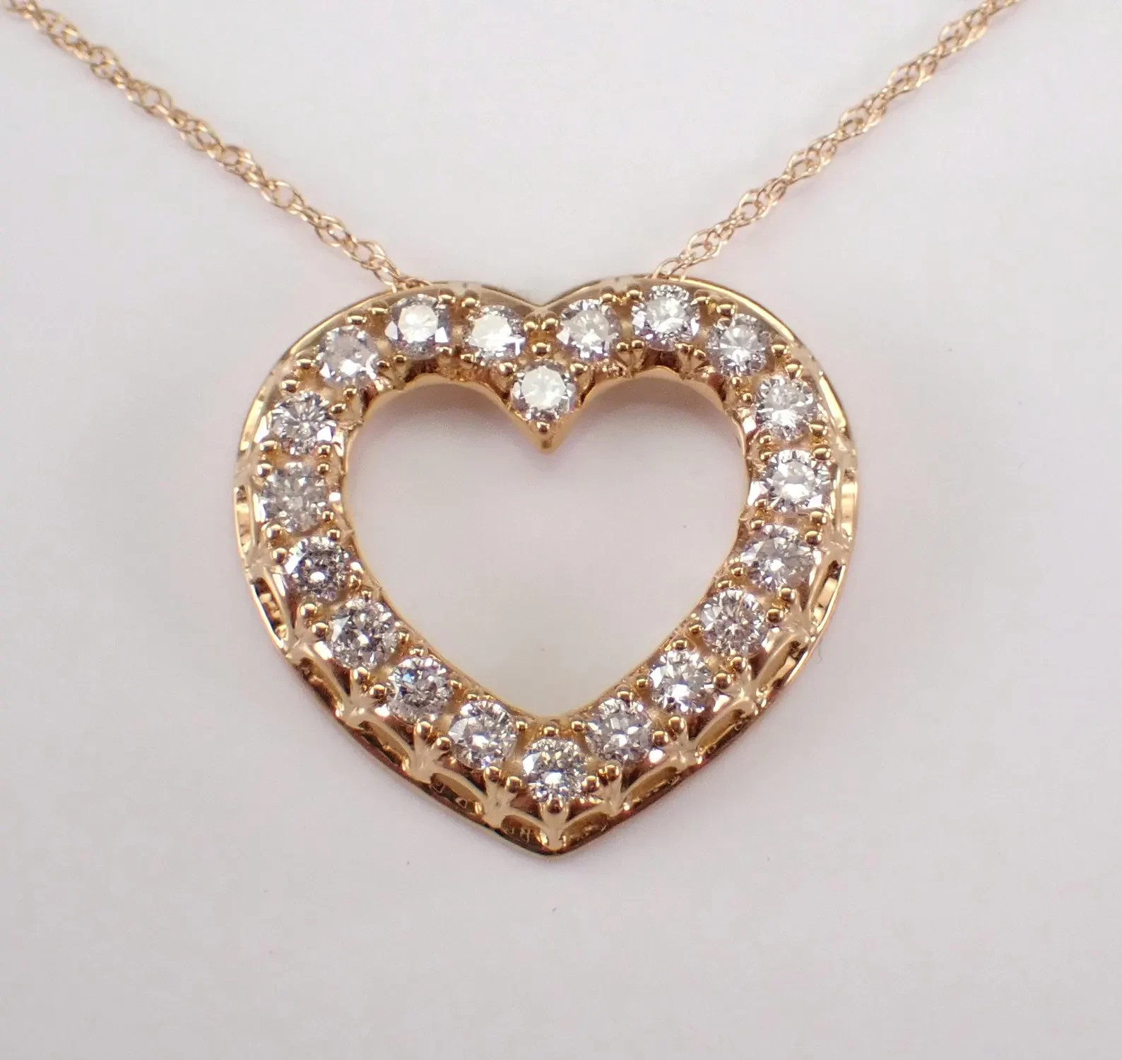 2.20Ct Round Moissanite Heart Shape Art Deco Pendant Necklace 14K Gold Plated