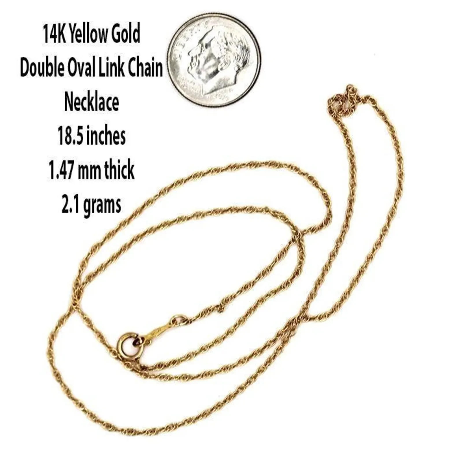 14k Yellow Gold Double Oval Link Chain Necklace 18.5 inches