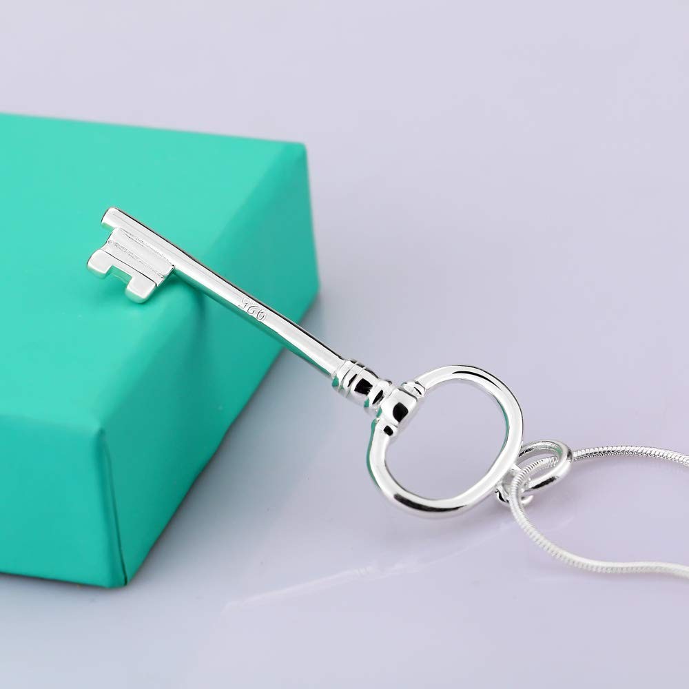 Classic female original silver necklace 925 silver key pendant necklace minim…