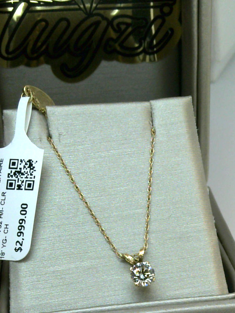 $3000 REAL GENUINE Diamond SOLITAIRE PENDANT NECKLACE 14k yellow Gold SOLID! 18′