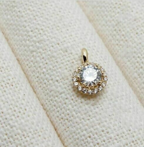 2Ct Round Lab-Created Diamond Halo Women Pendant 14K Yellow Gold Plated 18″Chain