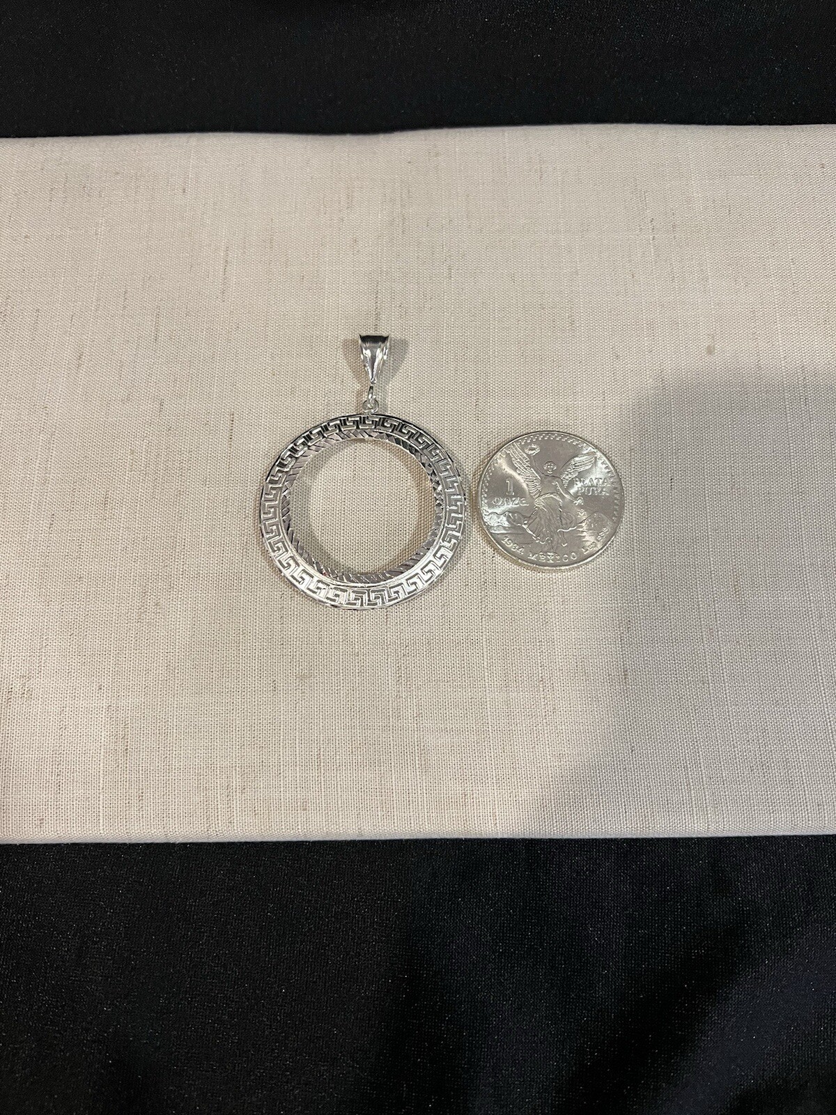 STERLING SILVER 925 BEZEL Greek Diamond Cut Pendant Does Not Include CENTENARIO