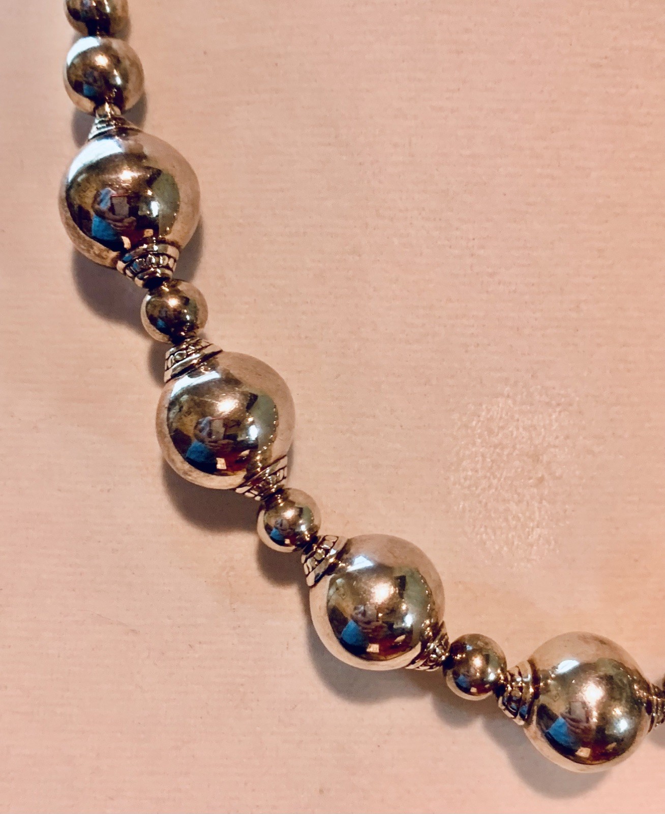 Milor Italy Sterling Silver 925 Beaded Ball Necklace 18-20”