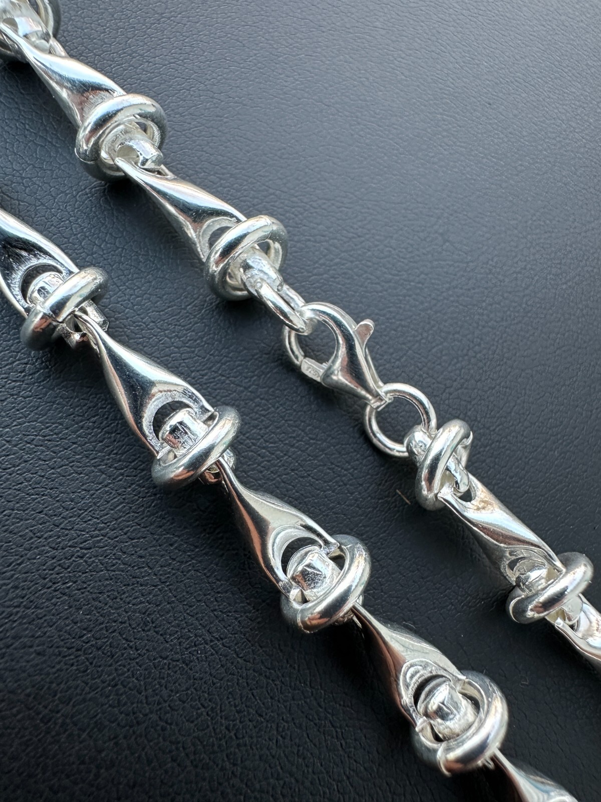 Real 925 Sterling Silver Mens Custom 8mm Barbed Wire Link Bracelet ITALY 7-9″