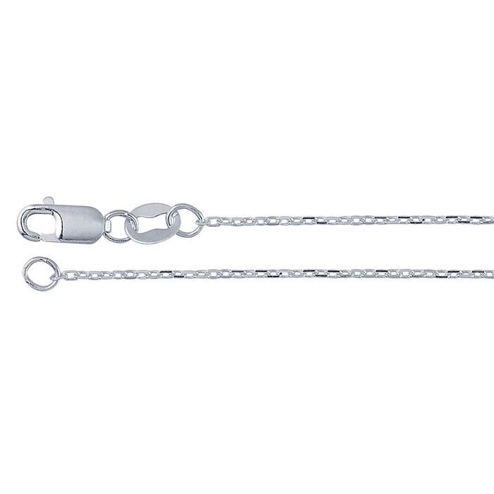 18″ Sterling Silver 1mm Diamond-Cut Oval Cable Chain Necklace