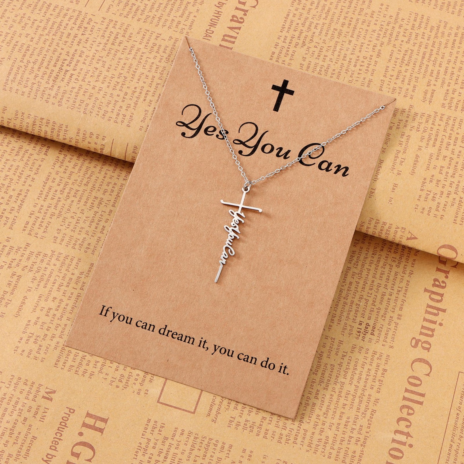 Yes You Can Necklace for Women, Faith Warrior Bestie Grace Hope Family Necklaces