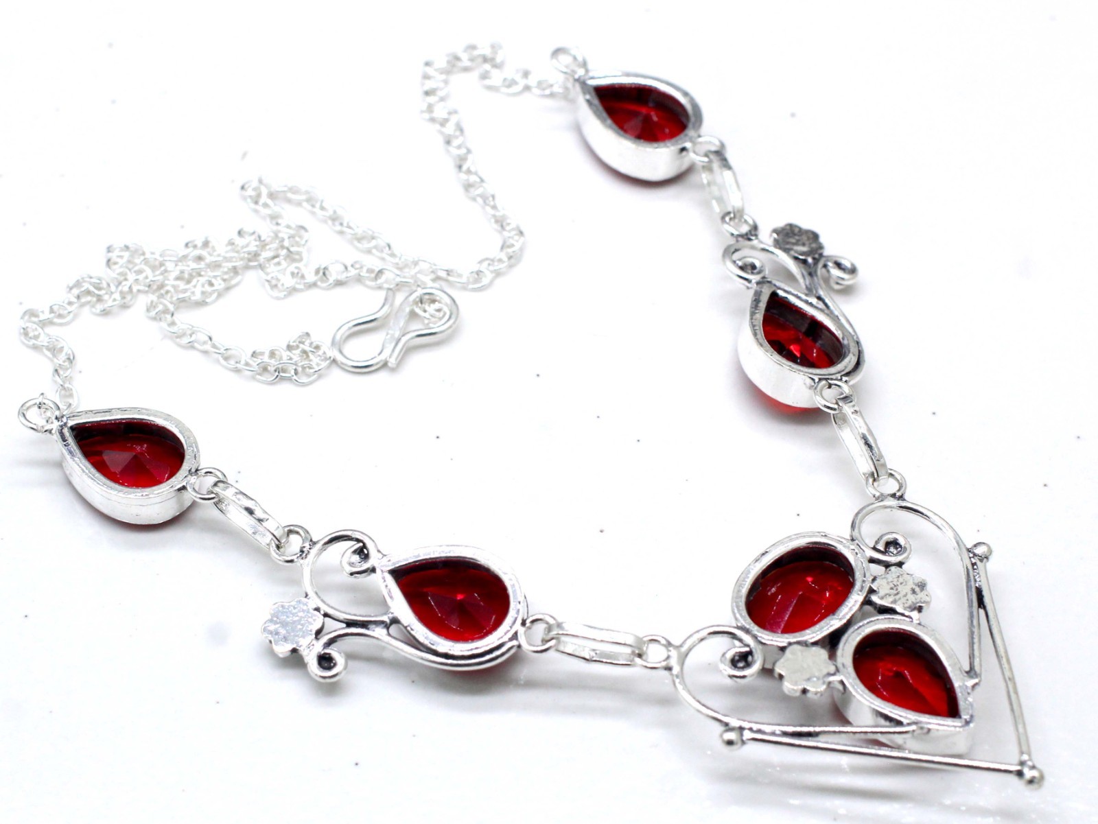Mozambique Garnet Gemstone Handmade 925 Sterling Silver Jewelry Necklace 18″
