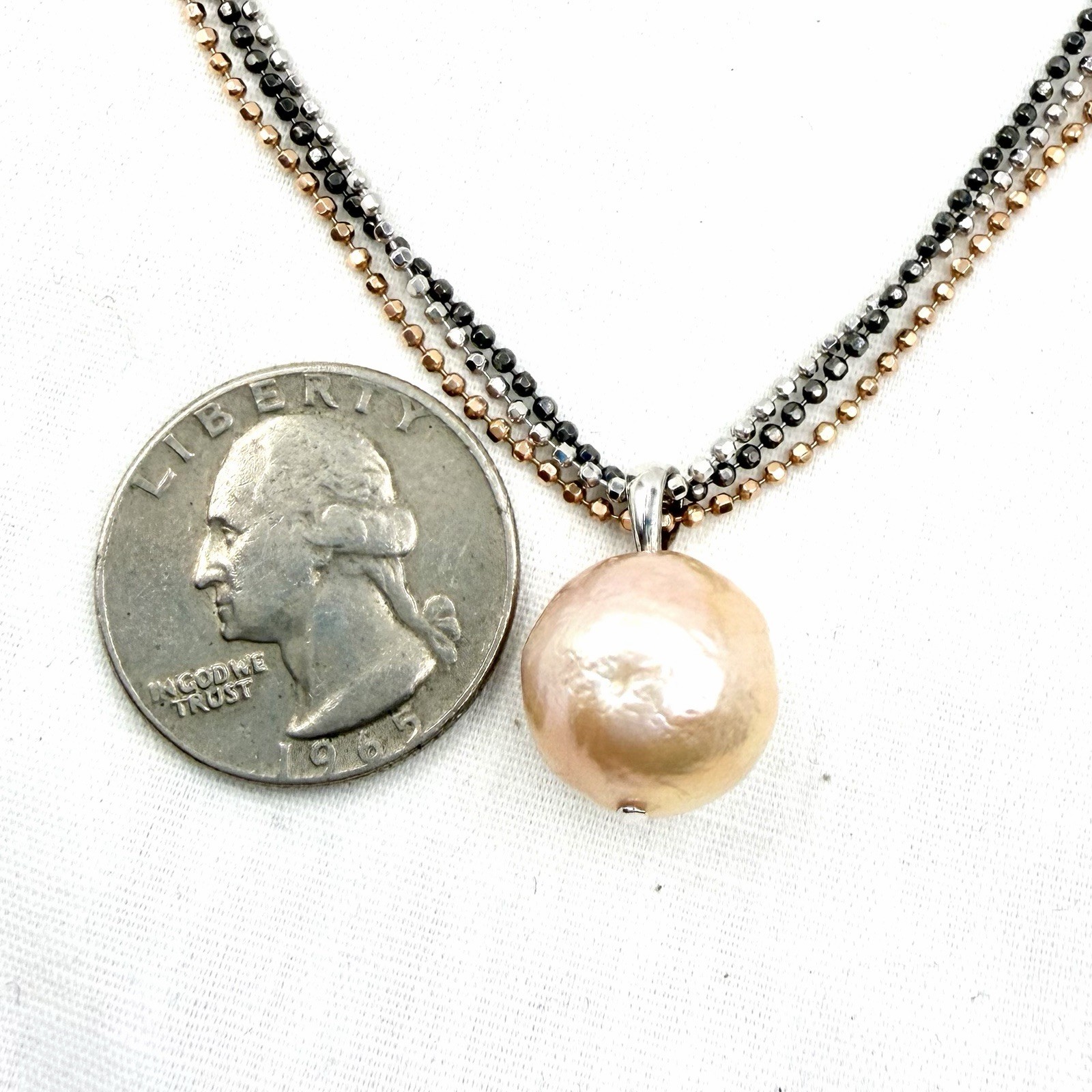 Honora Pearl Ming Triple Strand Chain Sterling Silver Rose Gold Black