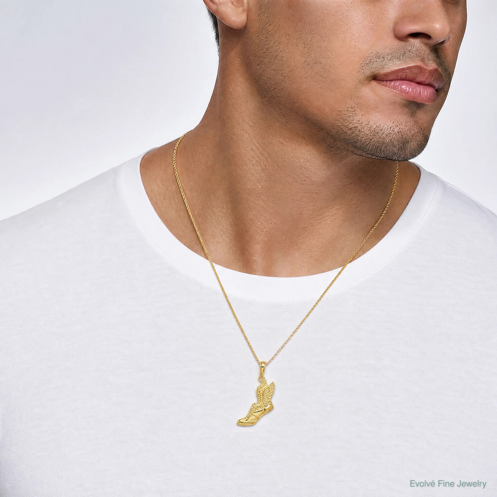 10K / 14K Yellow Gold Polished Running Shoe Pendant