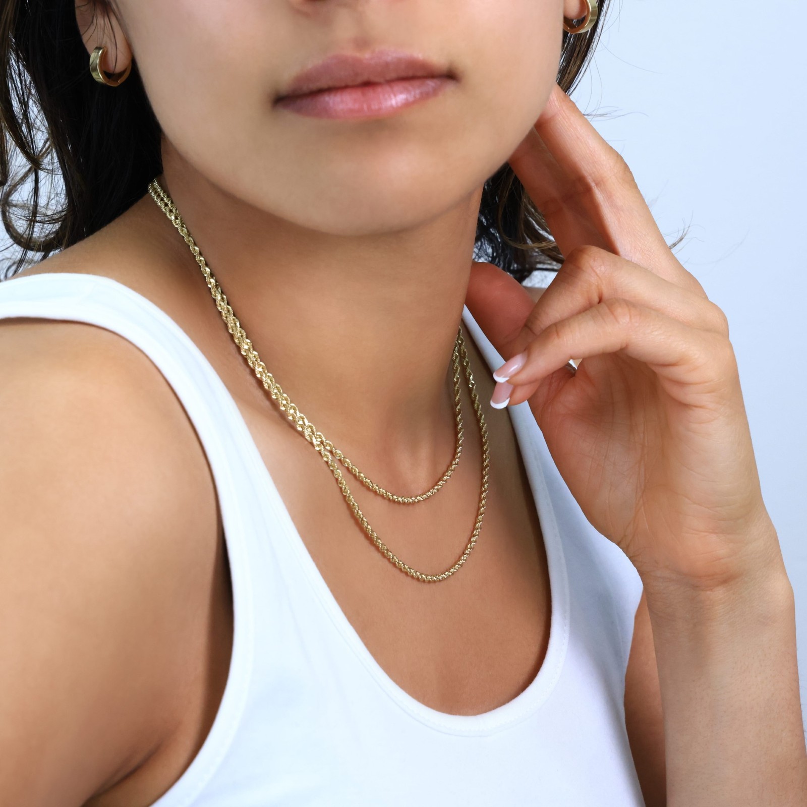 14K Yellow Gold 2mm Italian Diamond Cut Rope Chain Necklace Mens Women 16″- 30″