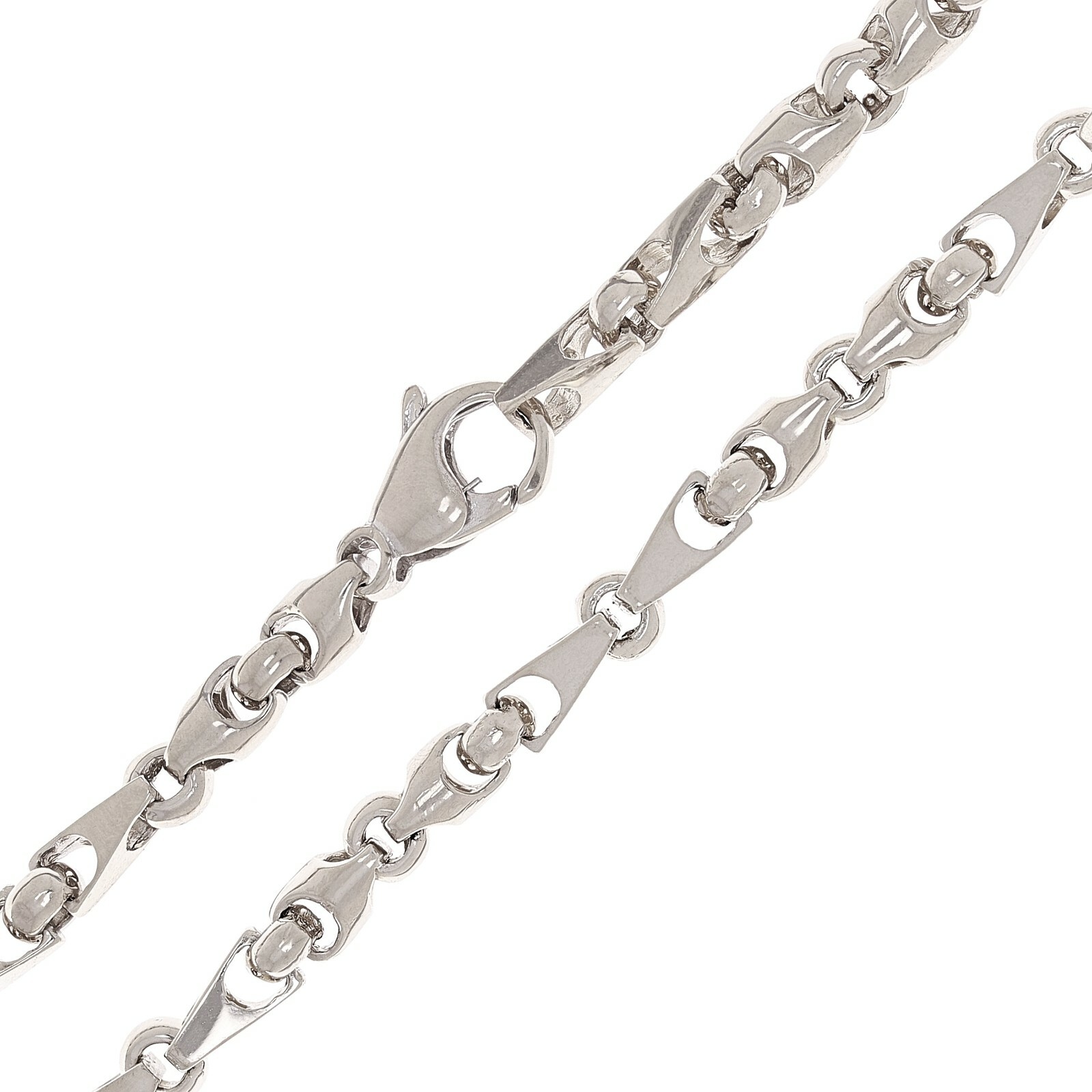 Men’s 14k White Gold Solid Handmade Fashion Link Necklace 20″ 5mm 47.5 grams