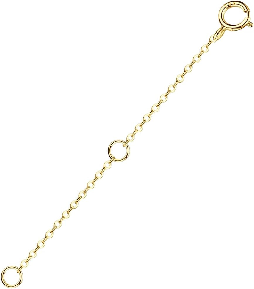 14K Solid Gold Necklace Extender Real Bracelet Extender 2 3 4 Inch Durable Adjus
