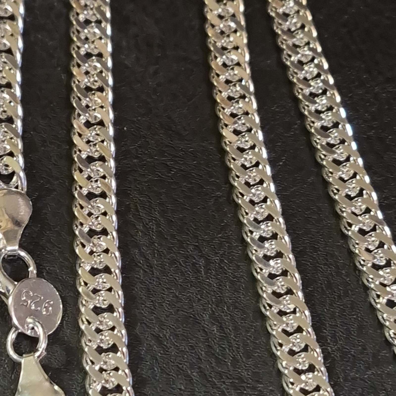 925 Sterling Silver Curb Link Chain Necklace, Lobster Clasp, 55cm, Signed