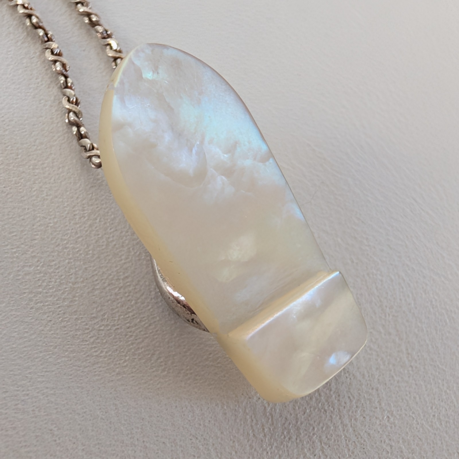 Sterling Flip Flop Necklace Mother of Pearl 20″ Italy 925 Beach Jewelry Gift Box