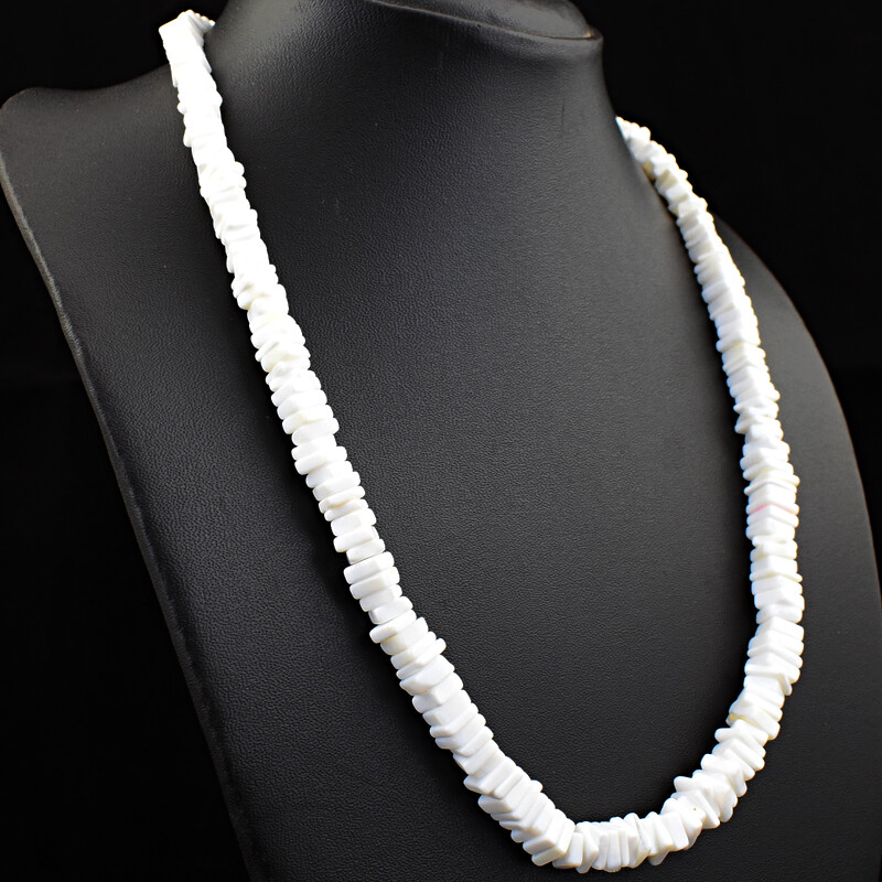 215.00 Cts Natural Single Strand White Agate Heishi Beads Necklace JK 03E276
