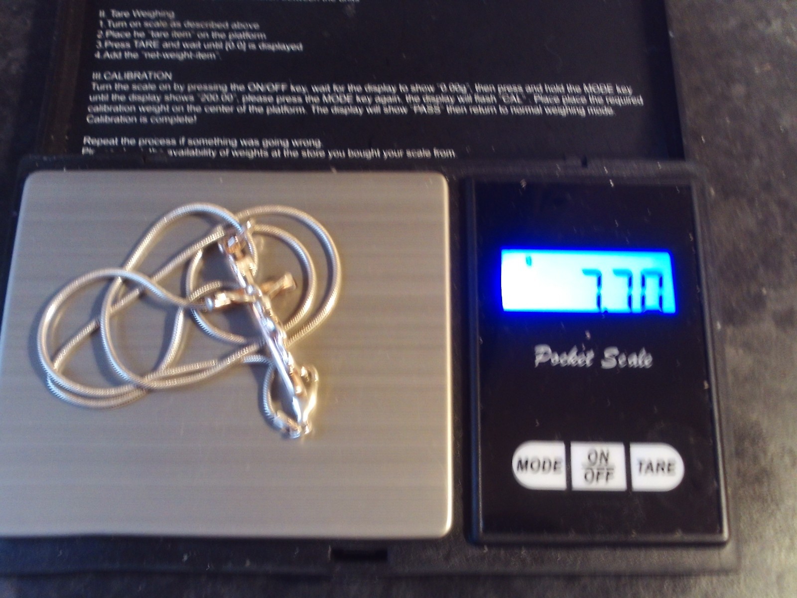 925 silver 16″ snake chain necklace 2 mm width silver crucifix pendant