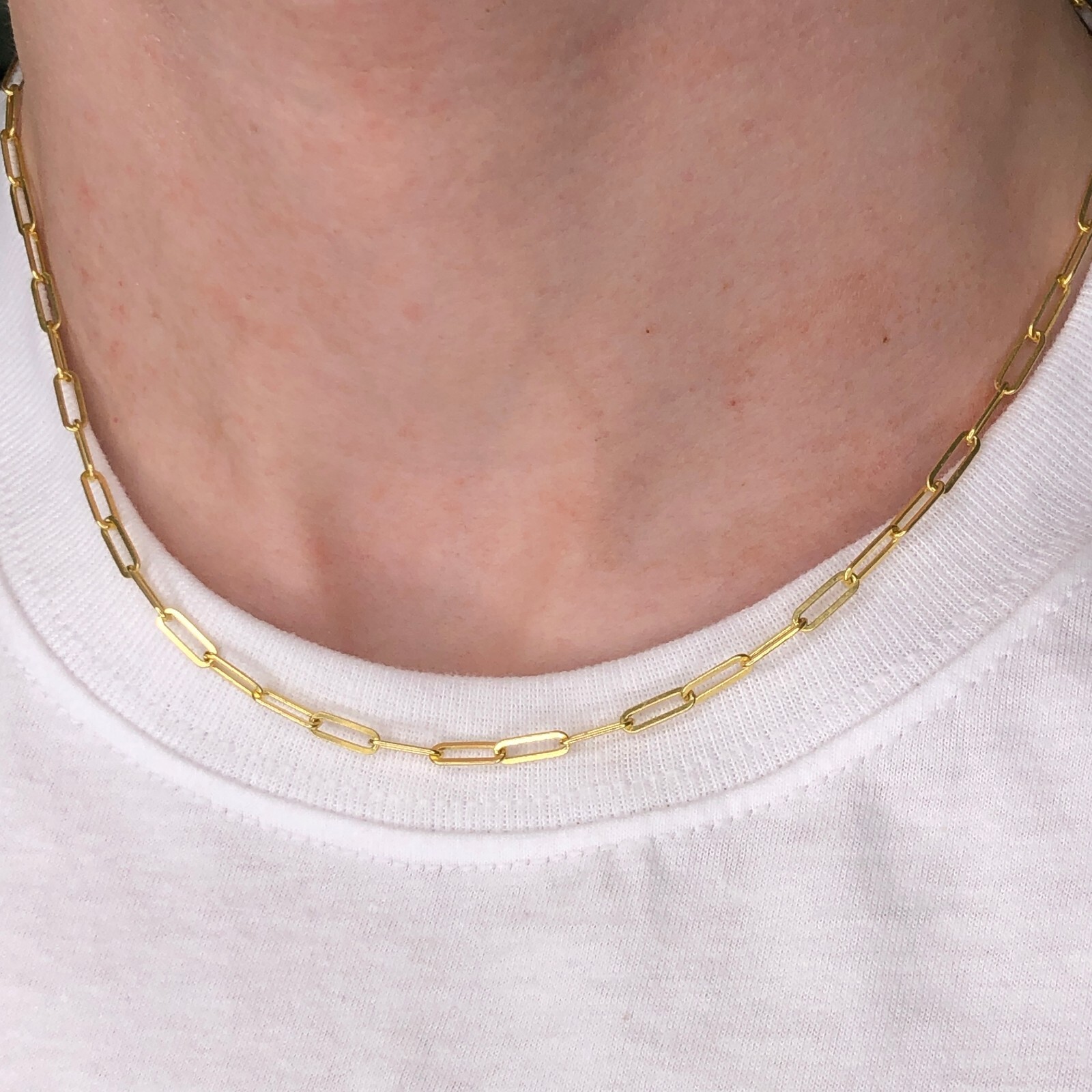 Real Genuine 1/20 14K Solid Yellow Gold Paperclip Chain Necklace 18 inch 2.4 mm