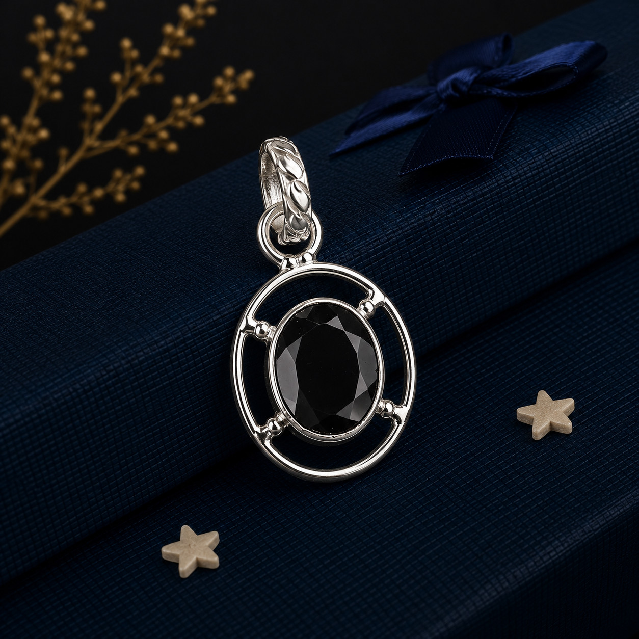 Black Onyx Gemstone 925 Sterling Silver Partywear Pendent1.30″ Gift For Birthday