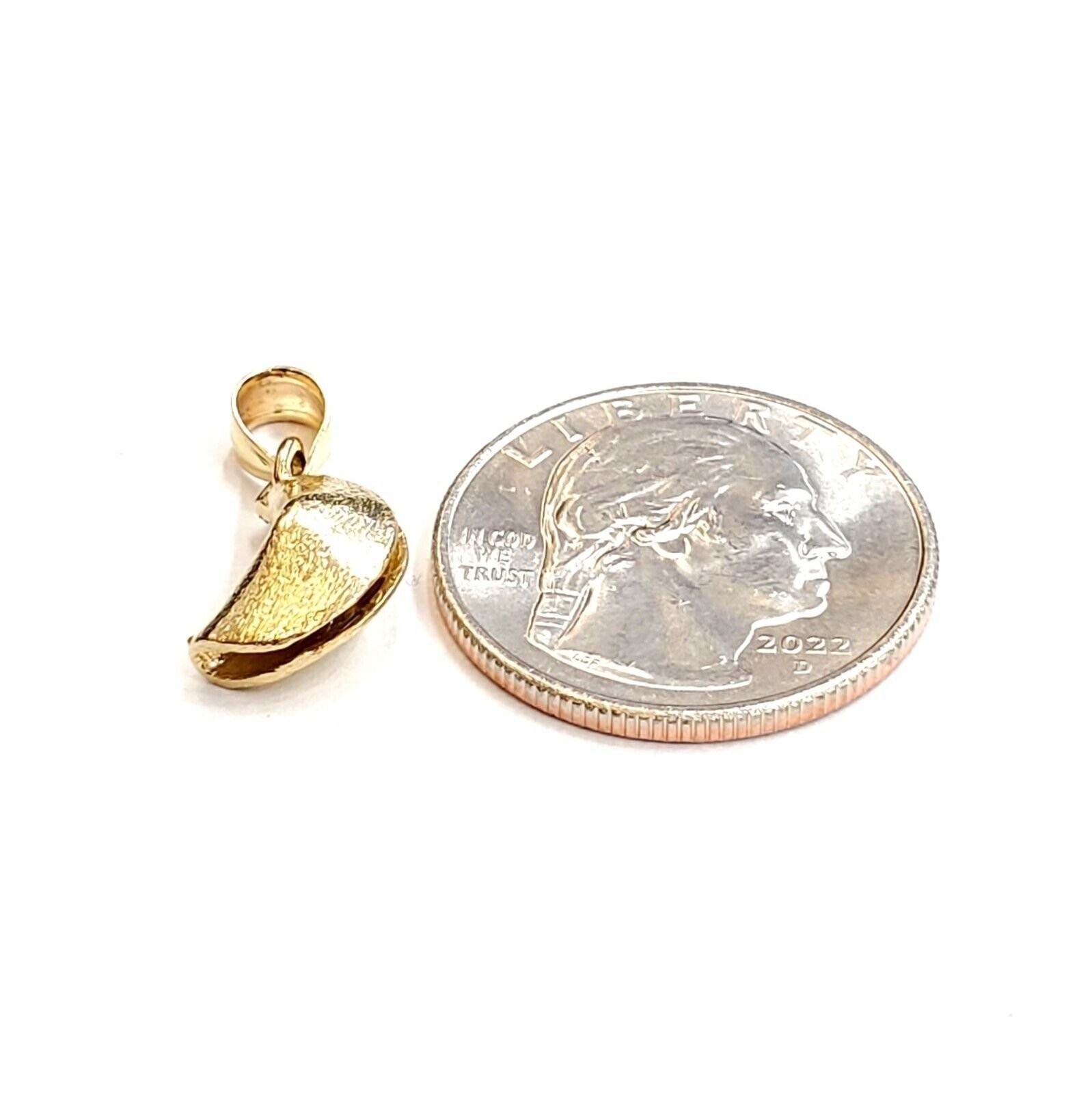 14k yellow gold Fortune cookie pendant lucky charm gift for her fine jewelry 2g