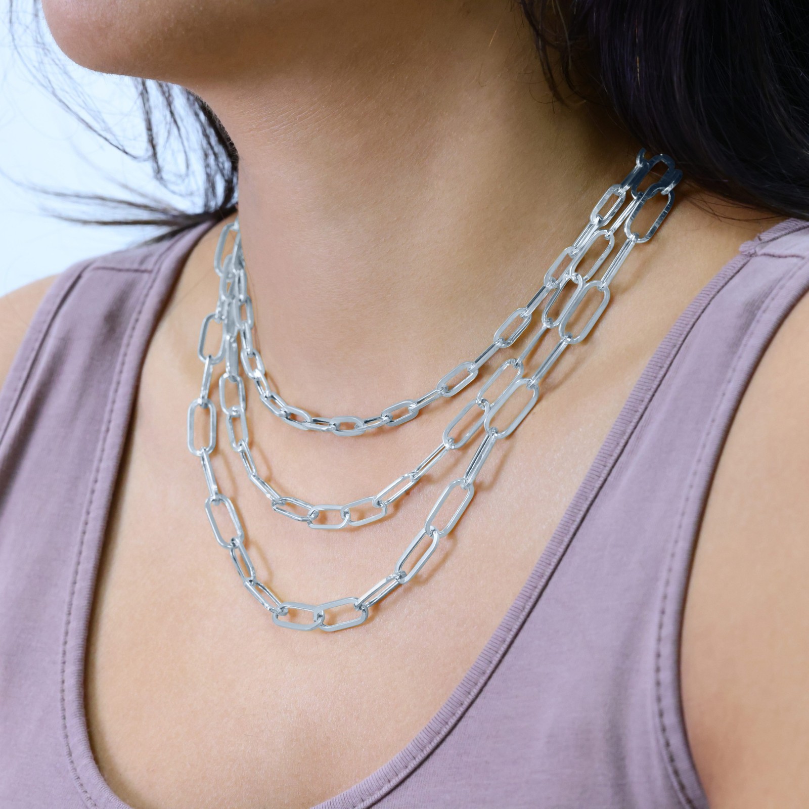10k White Gold Paperclip 2mm-7mm Chain Oval Cable Necklace Mens Womens 16″-24″