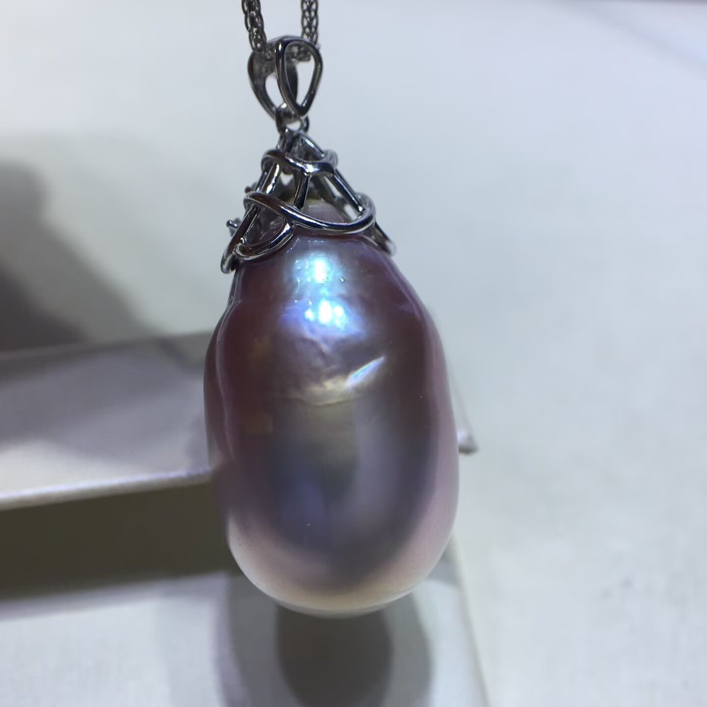 gorgeous 15.3-26mm south sea drop lavender pearl pendnat 925s(Mr)