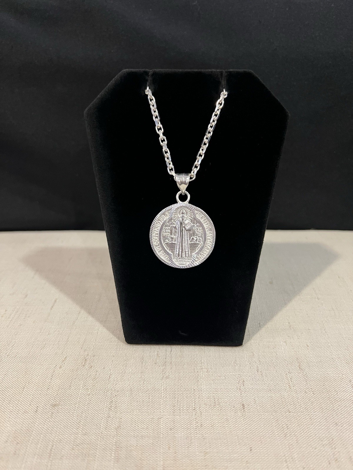 925 Sterling Silver Men Women St Benedict San Benito Medal & Forz Chain 20 24 30