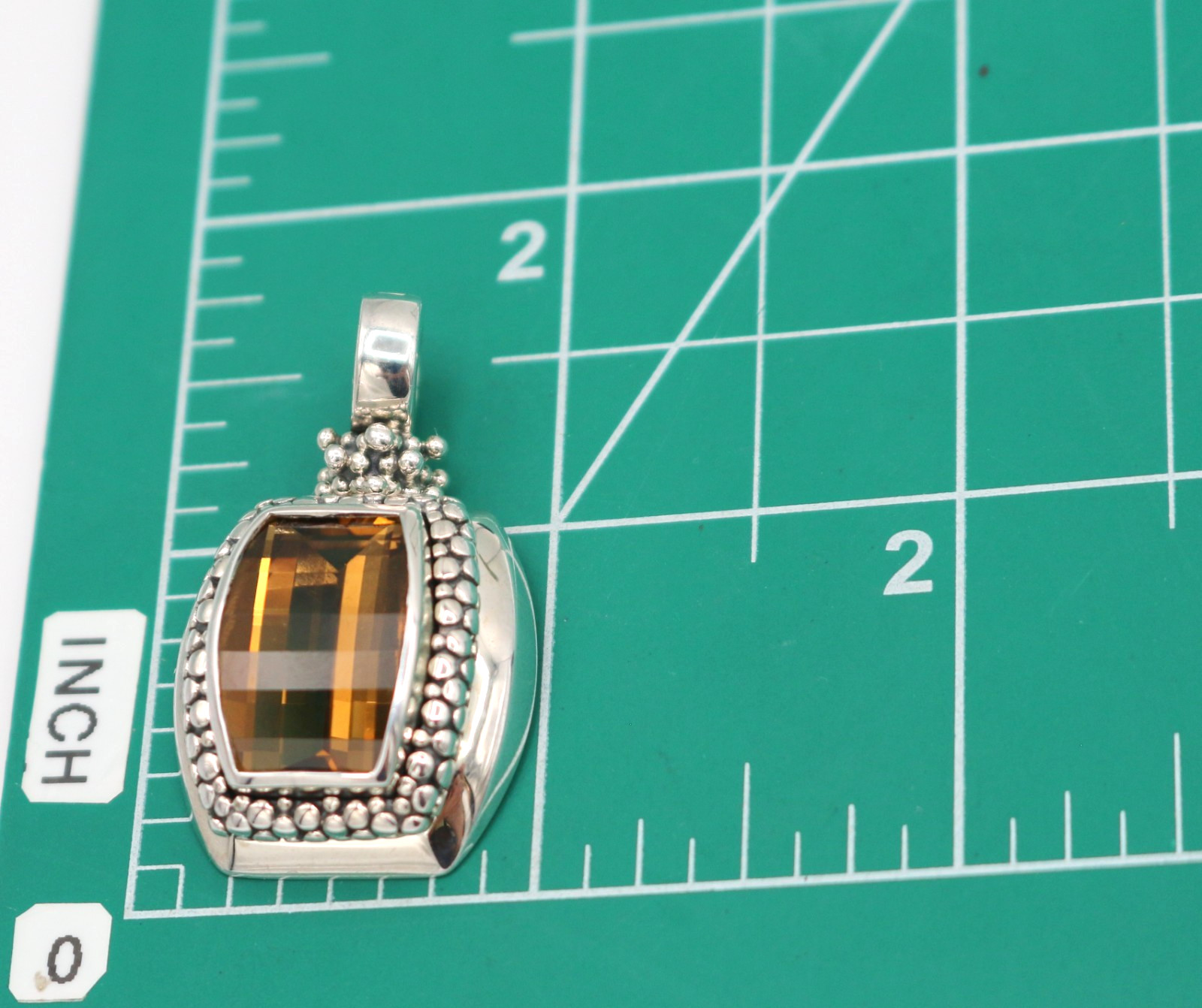 Michael Dawkins Sterling Silver 925 Citrine Rectangle Pendant Enhancer 18.28g