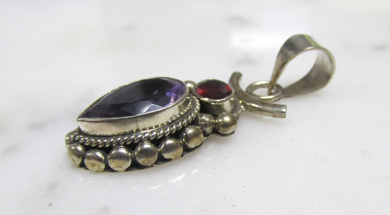Unknown Stones Sterling Silver Dangle Pendant ~ 7.3grams ~ 4-I654