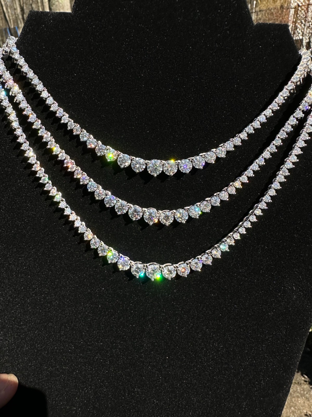 Real Iced MOISSANITE Riviera 3-7mm Graduated Tennis Chain Necklace – VVS D Color