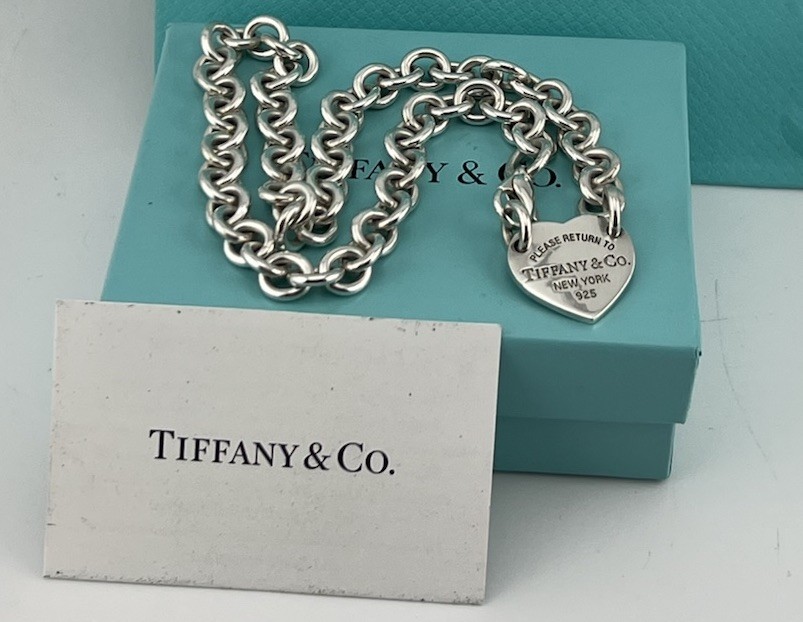 Tiffany & Co. Sterling Silver “Return To Tiffany” Heart Tag Choker Necklace 15”