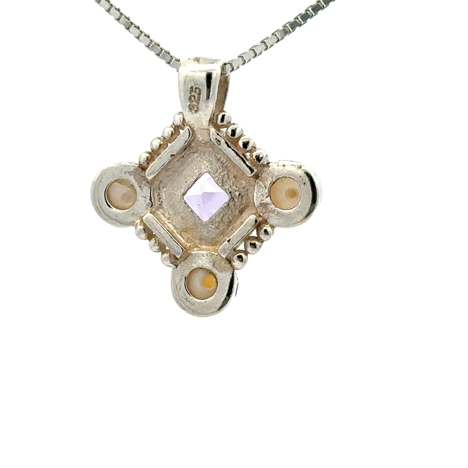 Sterling Silver Amethyst And Freshwater Pearl Pendant (7/8 x 7/8 Inch)