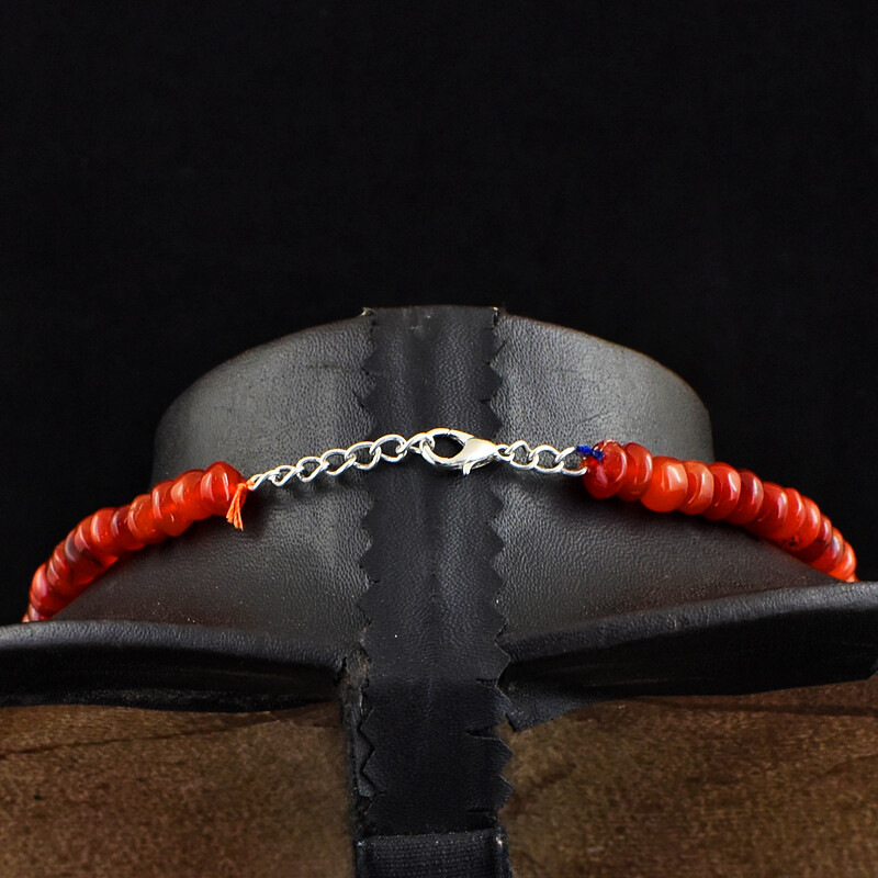 218 Cts Earth Mined Single Strand Carnelian Rondelle Beads Necklace JK 21E359