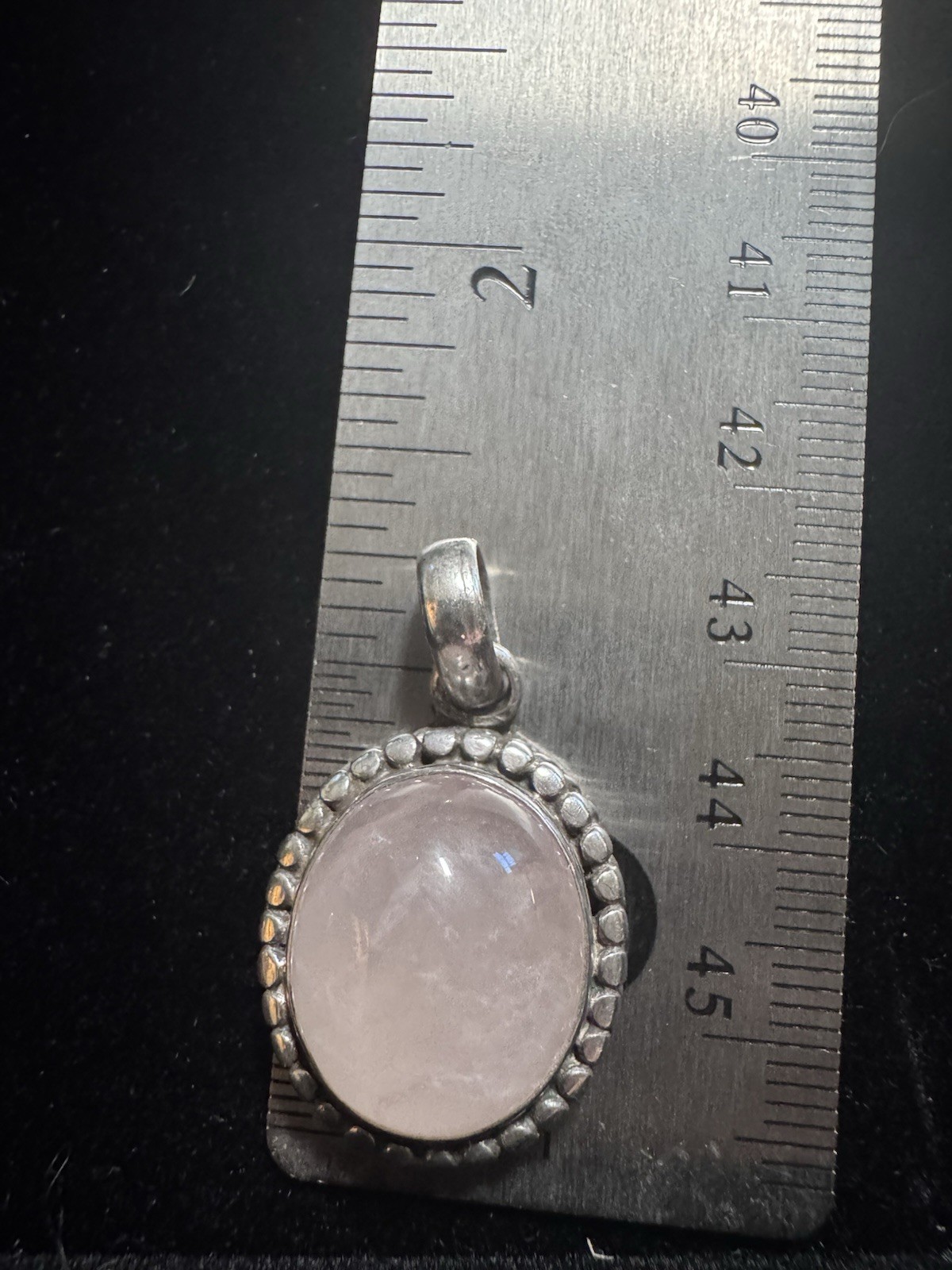 925 Sterling Silver Oval Natural Pink Quartz Bezel Pendant Snake Chain