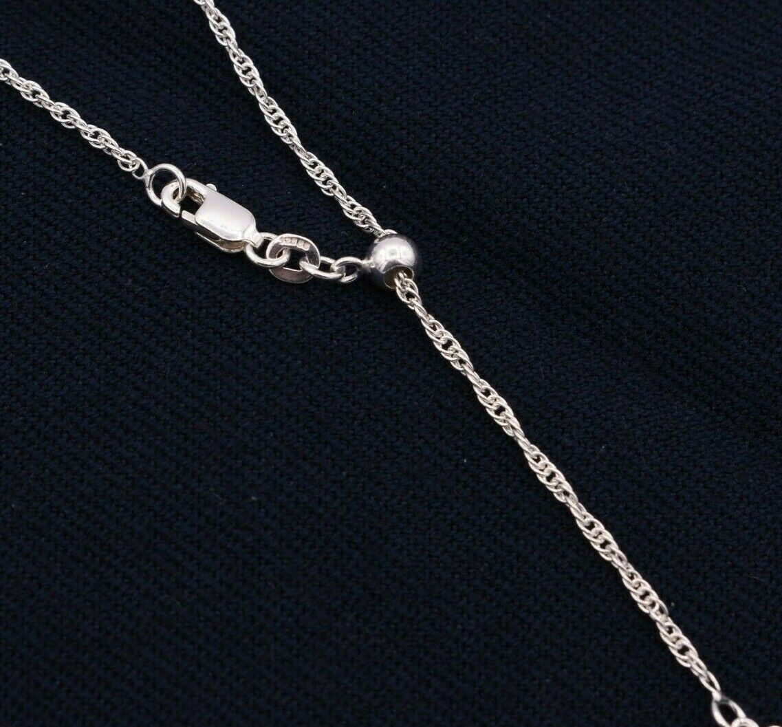 1.7mm Adjustable Singapore Sparkle Chain Necklace REAL Sterling Silver Up To 24″