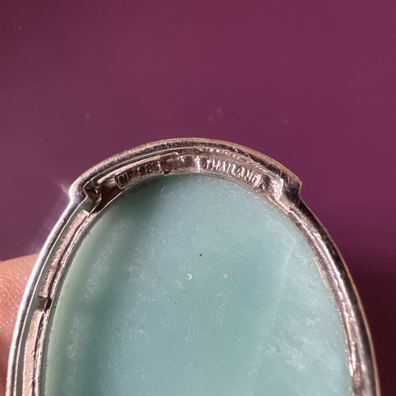 Sterling silver oval amazonite pendant With Amethyst & Peridot Made Thailand