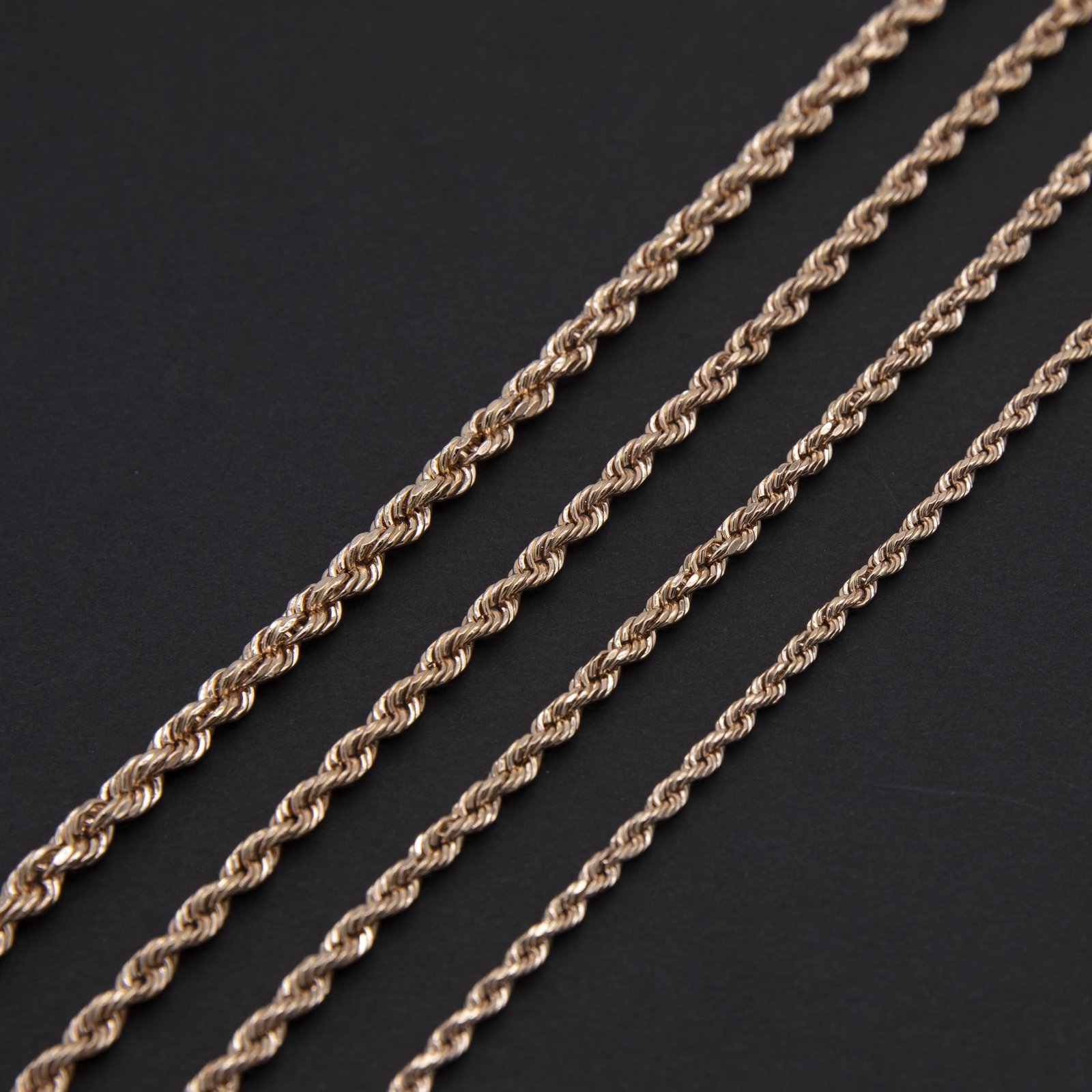 Rope Chain Necklace Real Hollow 14K Rose Gold All Sizes