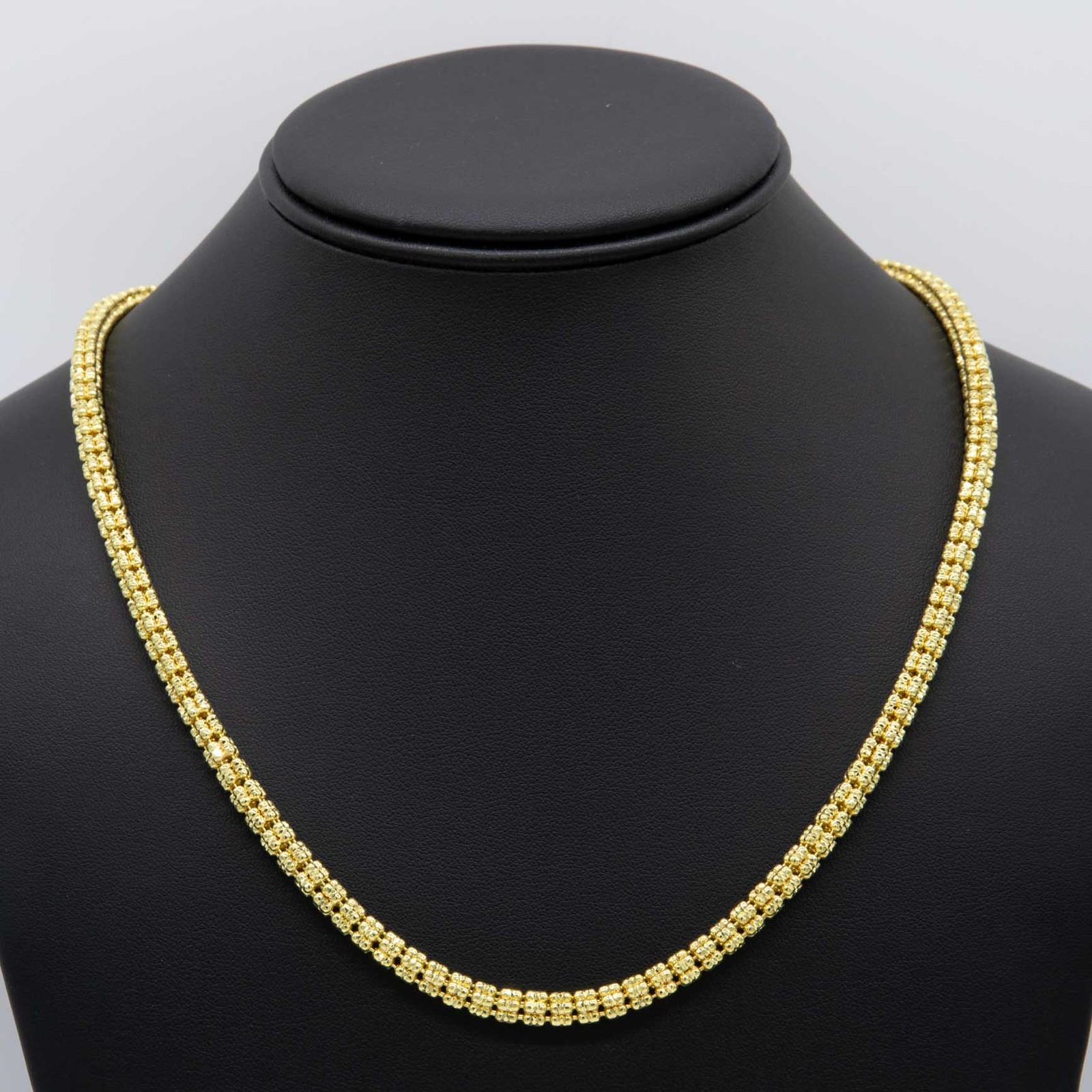 5mm Diamond-Cut Ice Link Chain 14K Yellow Gold-Plated Silver 925 Italy All Sizes