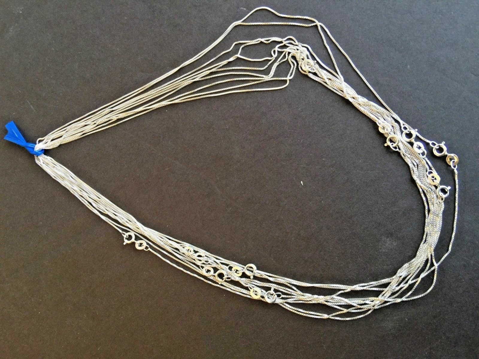 .925 STERLING SILVER CHAIN BOX 12/16″ x 0.65MM WIDE LOT OF 10 PIECES J 294