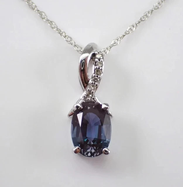 1.50Ct Oval Simulated Sapphire Solitaire Pendant 14K White Gold Plated