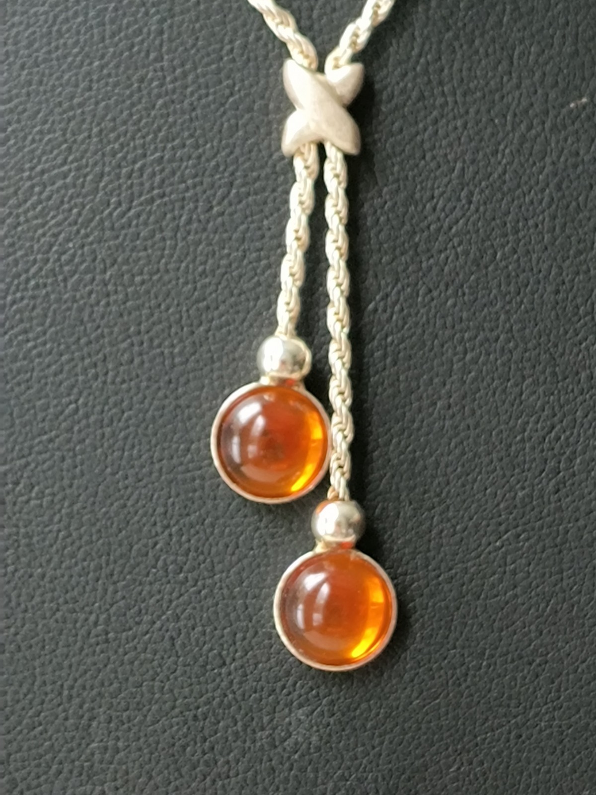 Sterling Silver 925 Amber Pendant Necklace Unbranded