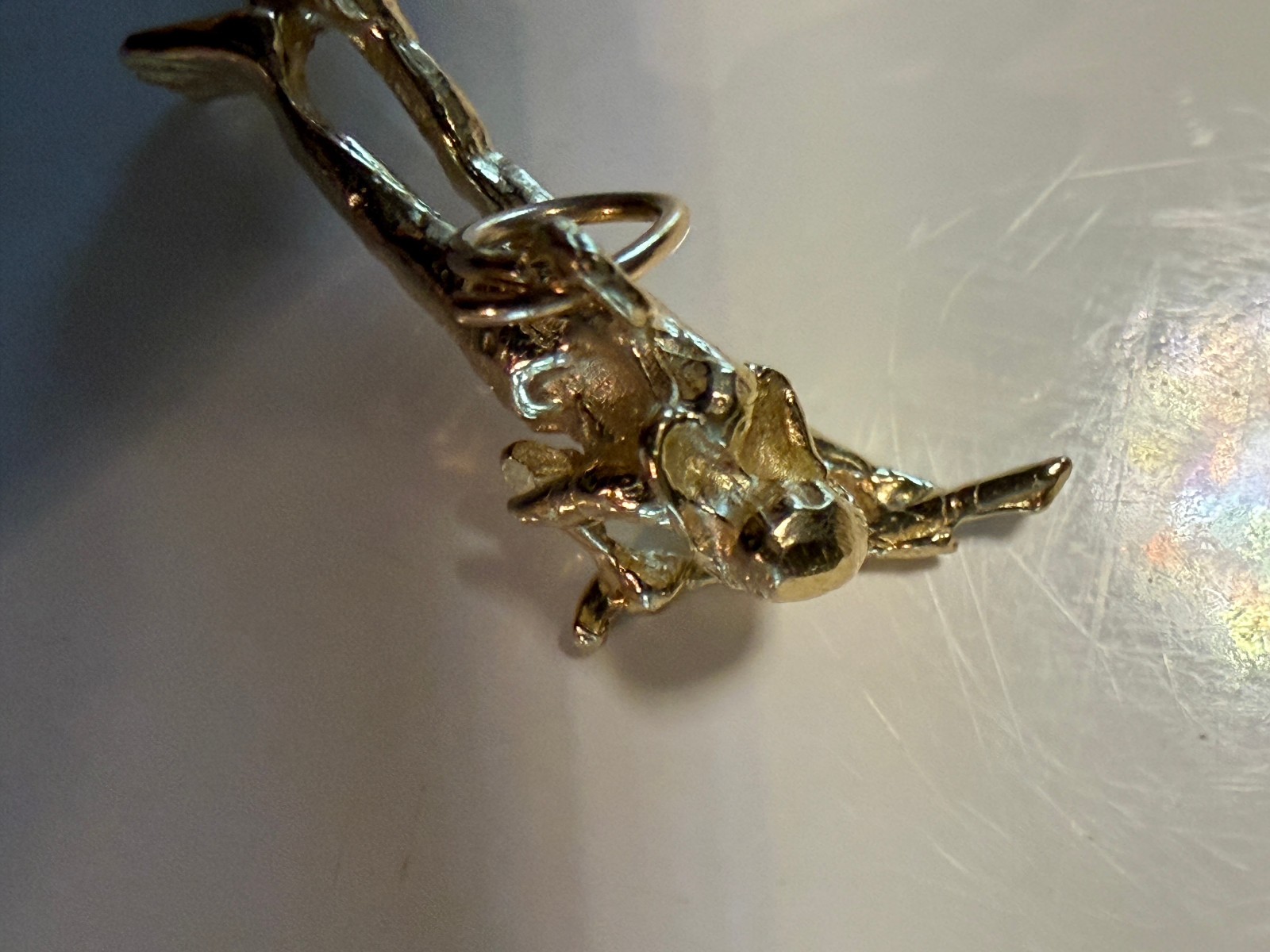 Vintage Solid Gold 14k Diver Down Charm 0.75 in. 1.63g New Old Stock