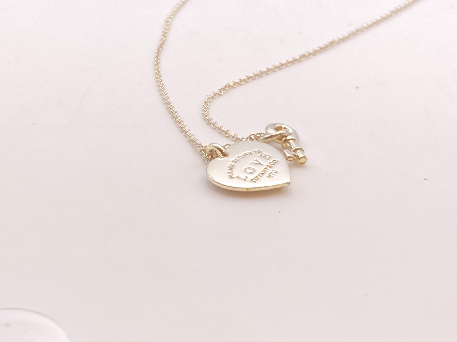 Tiffany & Co. Return to LOVE Heart Tag Key Padlock 3.9g Necklace 16-18″ silver