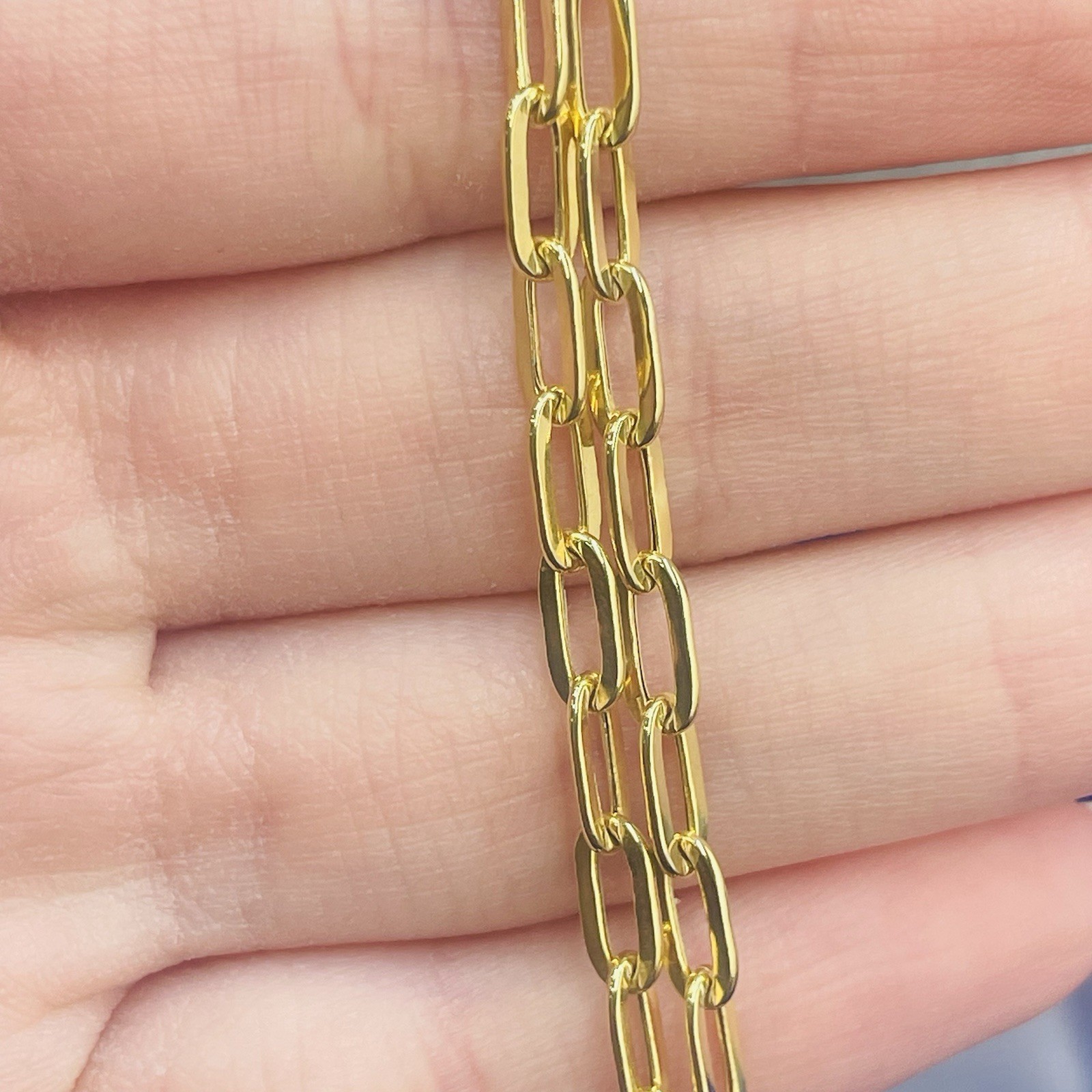 20” 4mm 10K Yellow Gold Paper Clip Link Necklace
