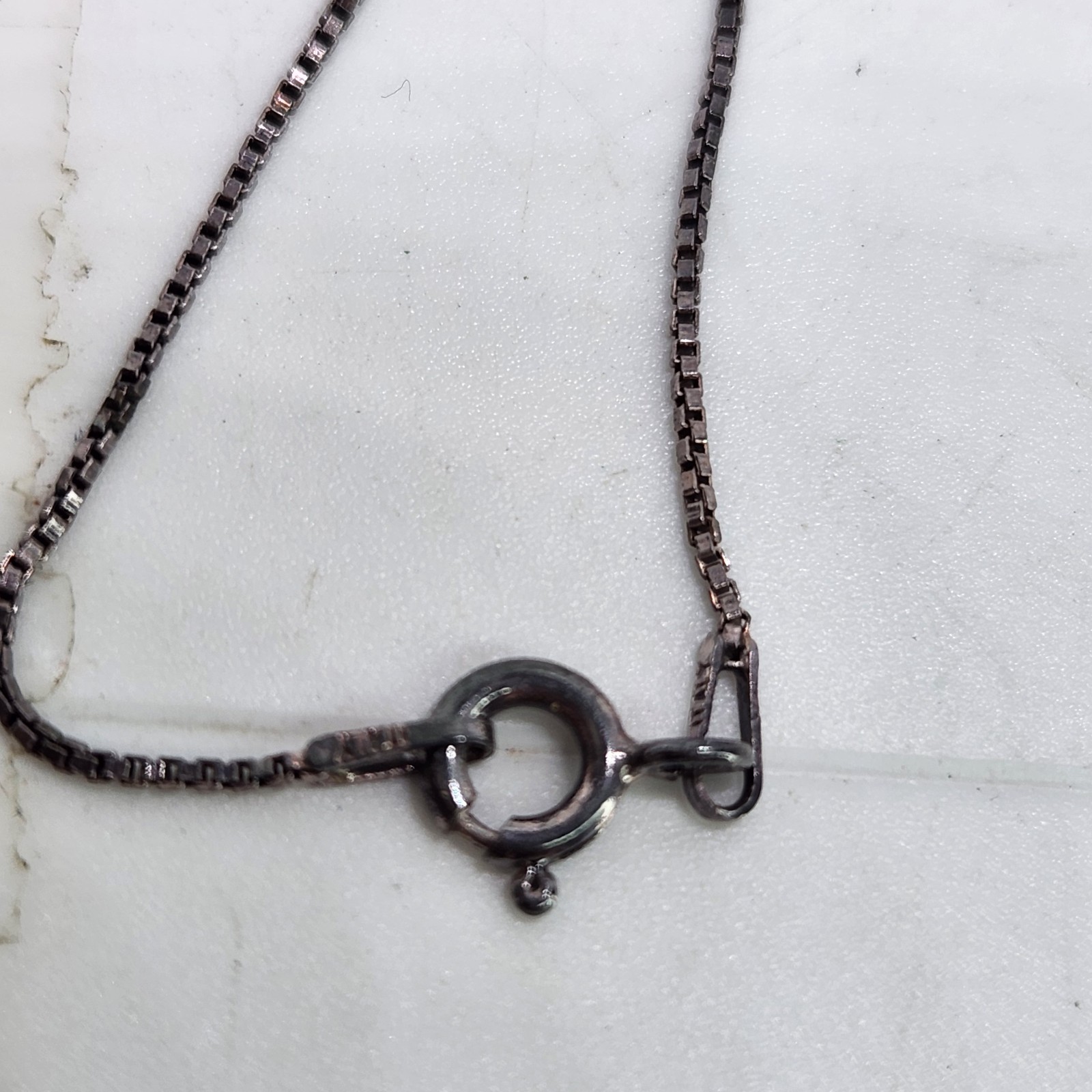 Vintage 925 Italy Sterling Silver Dainty Thin Box Chain Necklace 18″