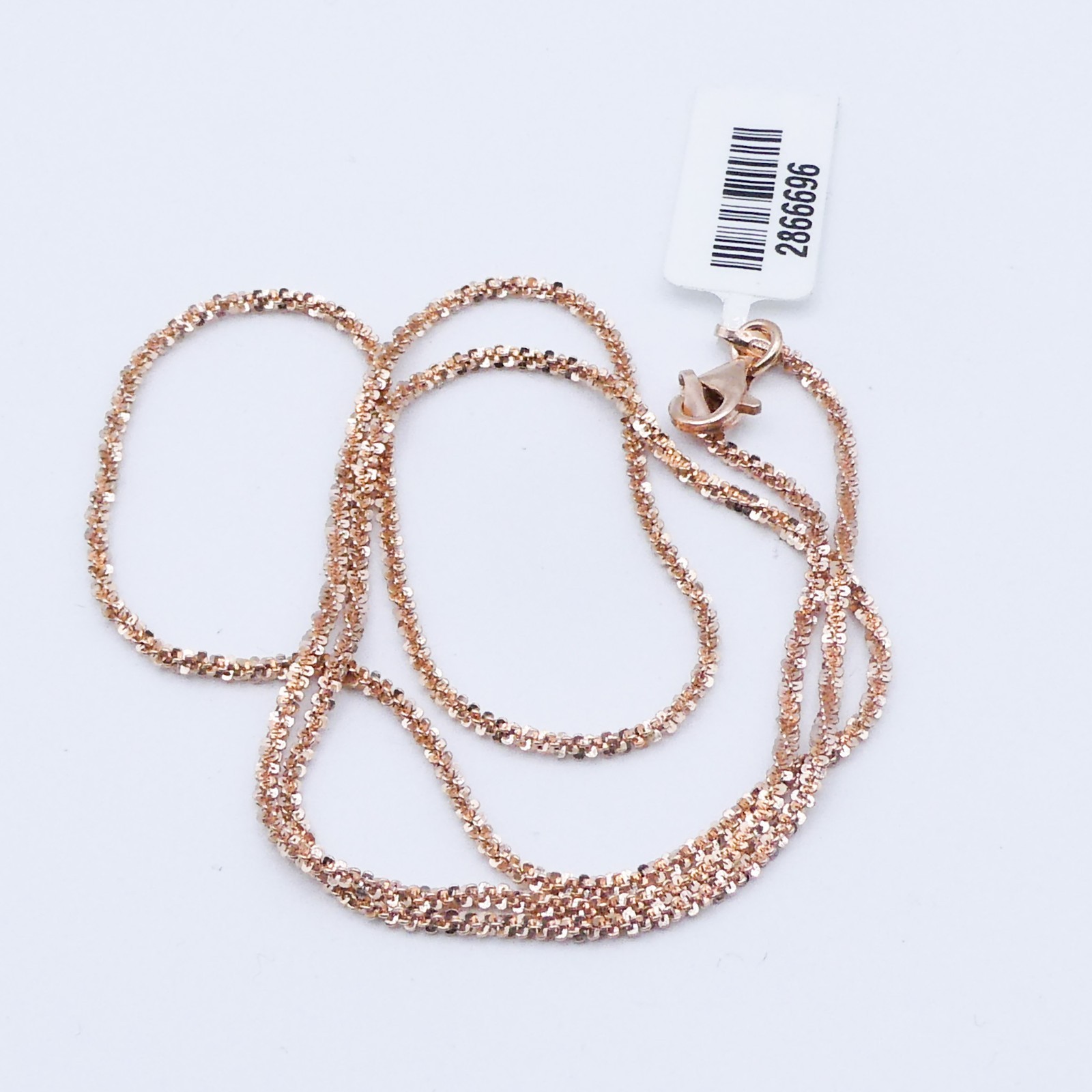 Rose Gold Over Sterling Silver Twisted Confetti 24″ Chain Necklace Stackable