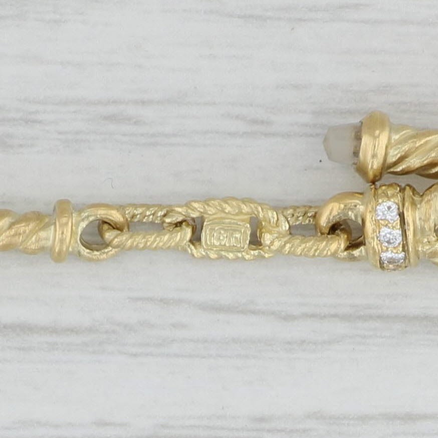 Judith Ripka 0.25ctw Diamond Flower Bar Link Necklace 18k Yellow Gold 15.5″