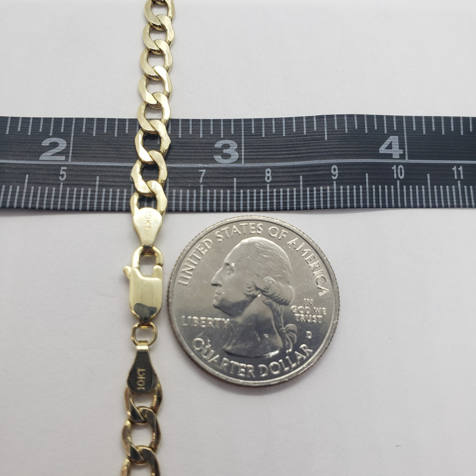 10K Yellow Gold Hollow Cuban Curb Chain Link Necklace Bracelet 5.5mm 7mm 7″~30″