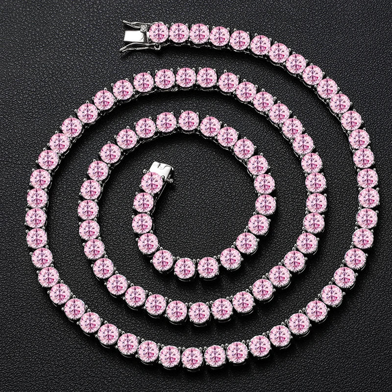 Colorful Real Moissanite Tennis Chain Necklace S925 Silver Bracelet Passes Test